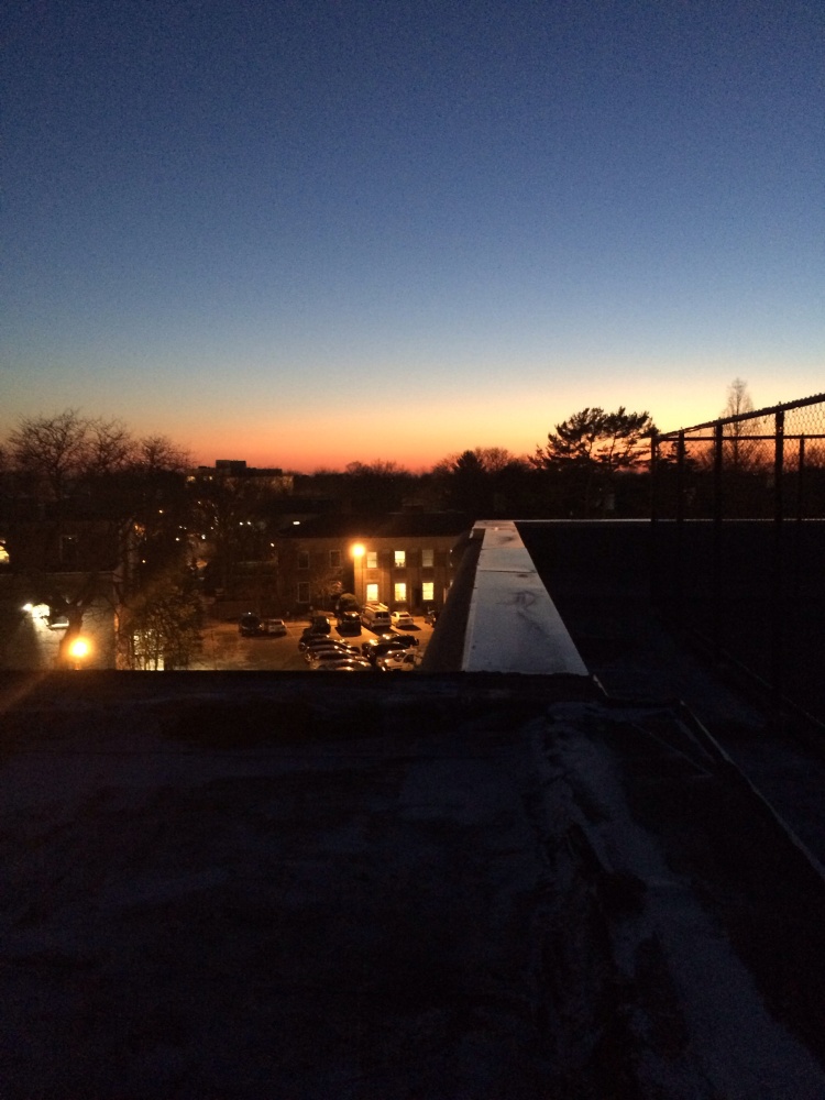 Guest image by Catherine Vanech. View from rooftop of Berliner Hall at Hofstra University, where her astronomy class gathered for an observation session yesterday evening.
